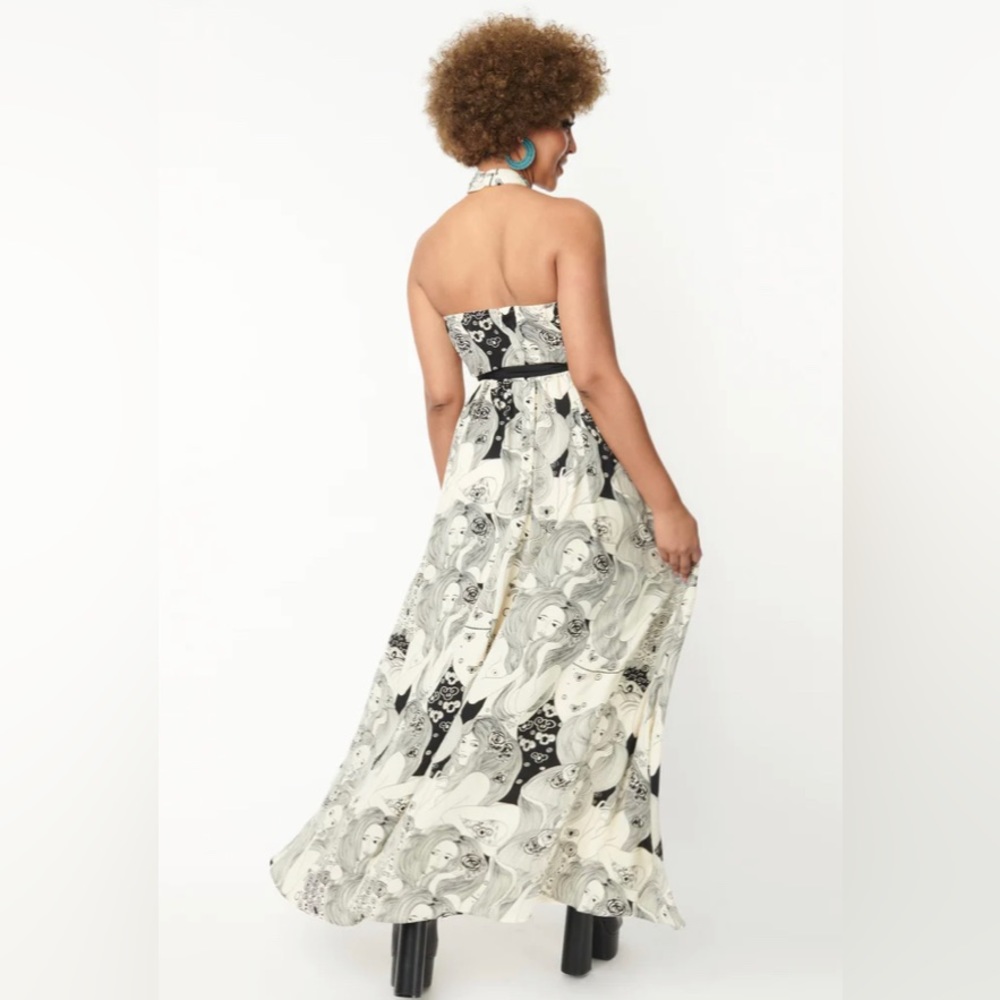 Unique Vintage Smak Parlour NWT Psychedelic Goddess Print Maxi Dress - Picture 4 of 6